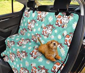 Cartoon Cow And Daisy Flower Print Pet Car Back Seat Cover