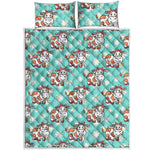 Cartoon Cow And Daisy Flower Print Quilt Bed Set