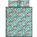 Cartoon Cow And Daisy Flower Print Quilt Bed Set