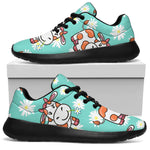 Cartoon Cow And Daisy Flower Print Sport Shoes GearFrost