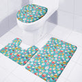 Cartoon Cupcake Pattern Print 3 Piece Bath Mat Set