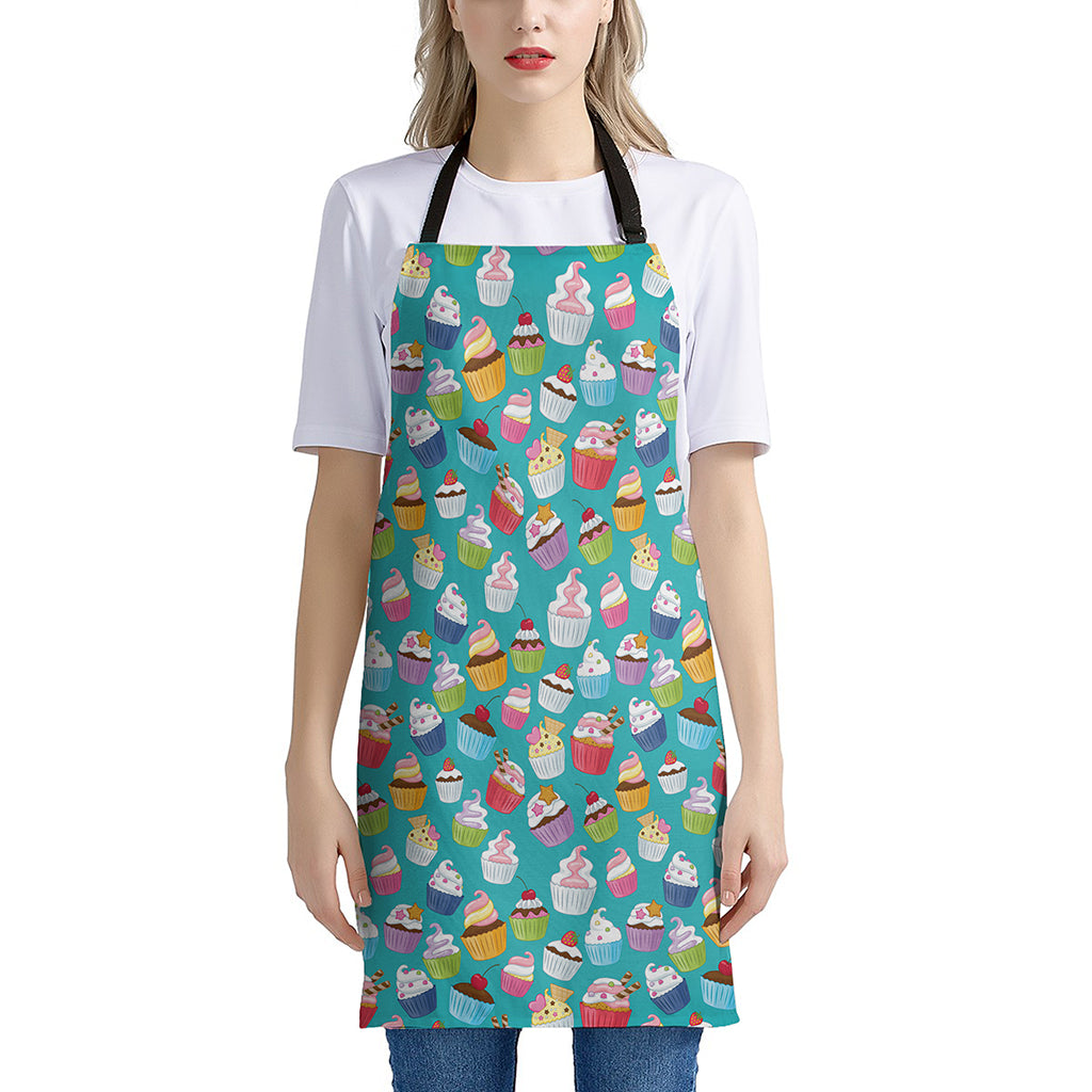 Cartoon Cupcake Pattern Print Apron