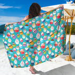 Cartoon Cupcake Pattern Print Beach Sarong Wrap