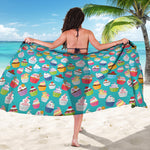 Cartoon Cupcake Pattern Print Beach Sarong Wrap