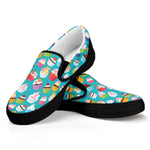 Cartoon Cupcake Pattern Print Black Slip On Shoes