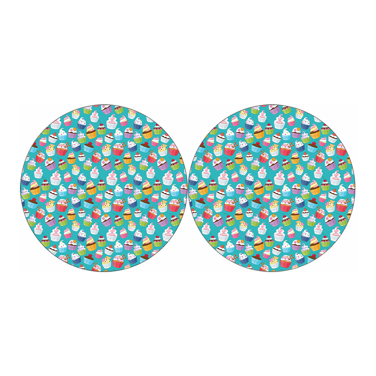 Cartoon Cupcake Pattern Print Car Coasters