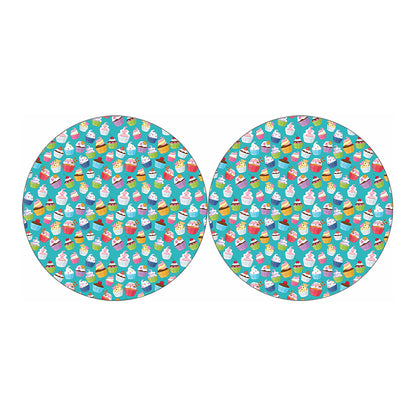Cartoon Cupcake Pattern Print Car Coasters