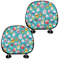 Cartoon Cupcake Pattern Print Car Headrest Covers