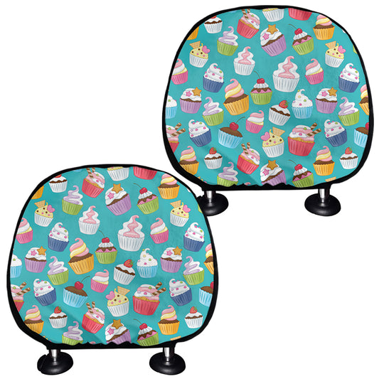 Cartoon Cupcake Pattern Print Car Headrest Covers