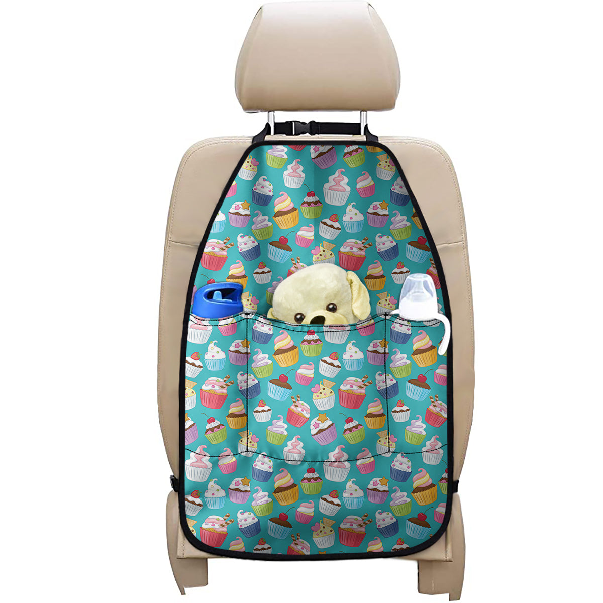 Cartoon Cupcake Pattern Print Car Seat Organizers