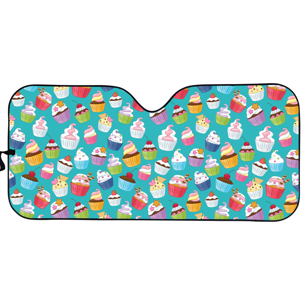 Cartoon Cupcake Pattern Print Car Sun Shade