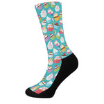 Cartoon Cupcake Pattern Print Crew Socks