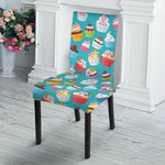 Cartoon Cupcake Pattern Print Dining Chair Slipcover
