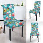 Cartoon Cupcake Pattern Print Dining Chair Slipcover