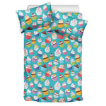 Cartoon Cupcake Pattern Print Duvet Cover Bedding Set