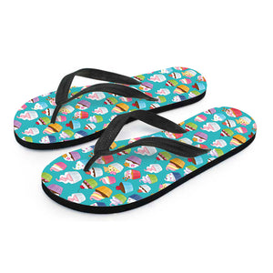 Cartoon Cupcake Pattern Print Flip Flops