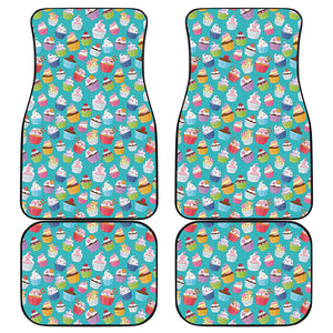 Cartoon Cupcake Pattern Print Front and Back Car Floor Mats