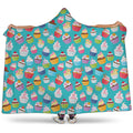 Cartoon Cupcake Pattern Print Hooded Blanket