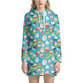 Cartoon Cupcake Pattern Print Pullover Hoodie Dress