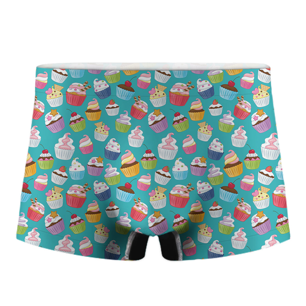 Cartoon Cupcake Pattern Print Men's Boxer Briefs