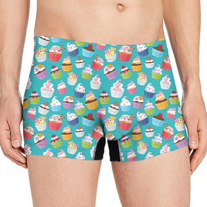 Cartoon Cupcake Pattern Print Men's Boxer Briefs