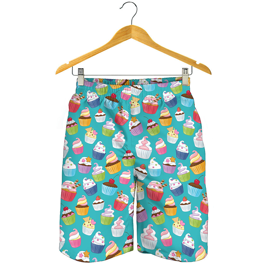 Cartoon Cupcake Pattern Print Men's Shorts