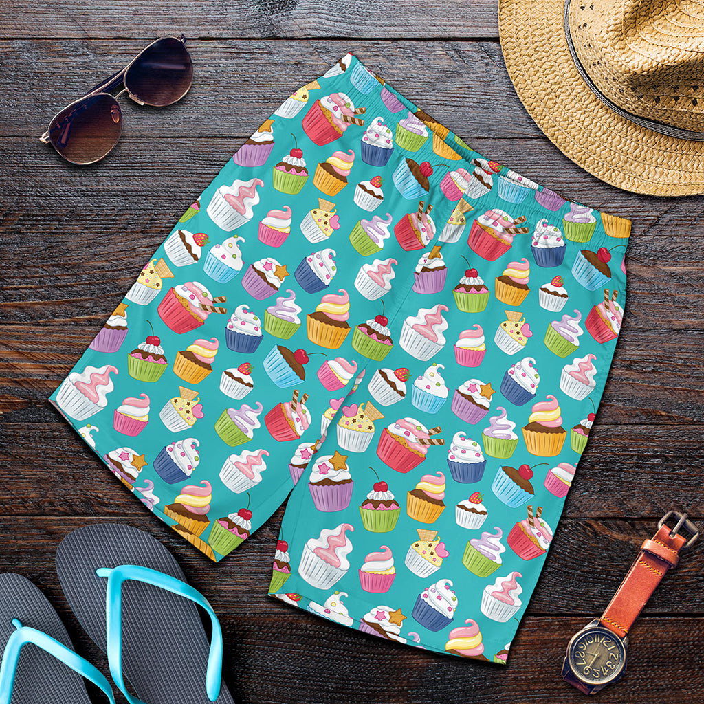 Cartoon Cupcake Pattern Print Men's Shorts