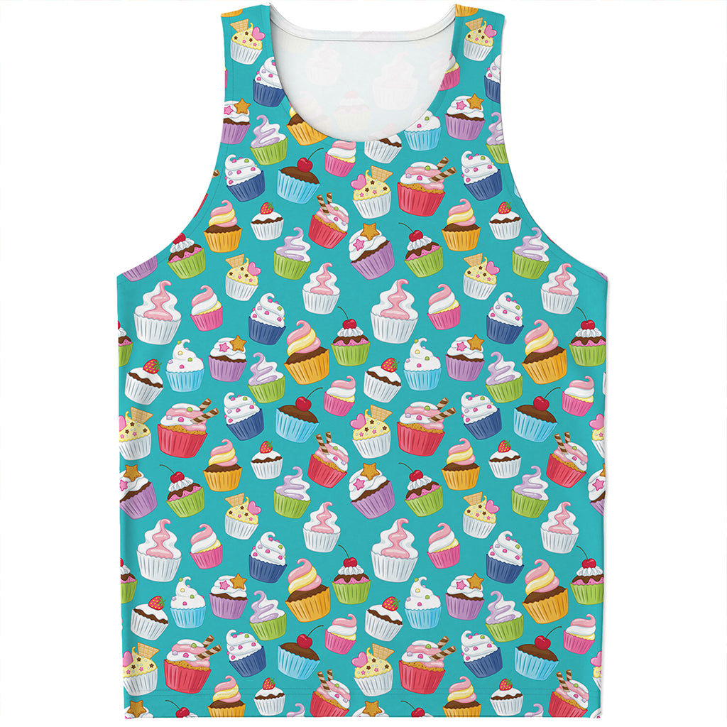 Cartoon Cupcake Pattern Print Men's Tank Top