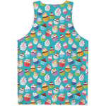 Cartoon Cupcake Pattern Print Men's Tank Top