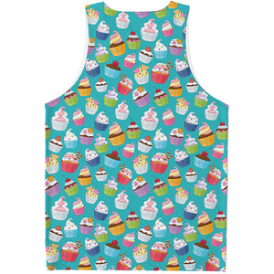 Cartoon Cupcake Pattern Print Men's Tank Top