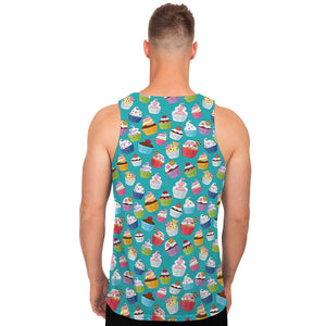 Cartoon Cupcake Pattern Print Men's Tank Top