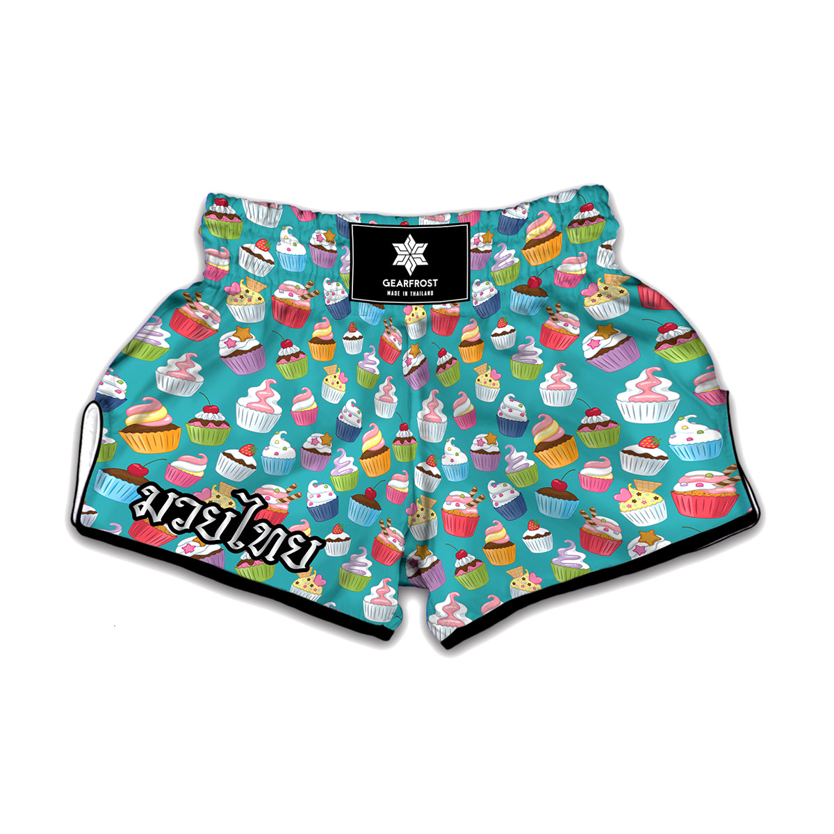 Cartoon Cupcake Pattern Print Muay Thai Boxing Shorts