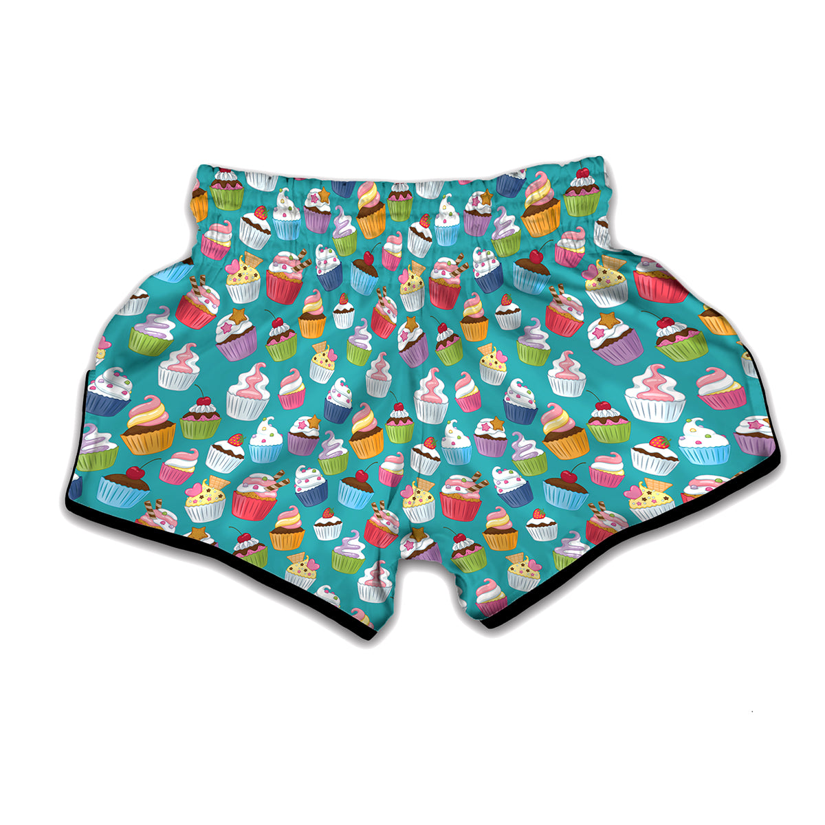 Cartoon Cupcake Pattern Print Muay Thai Boxing Shorts