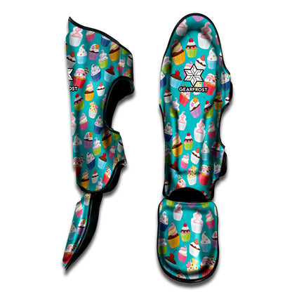 Cartoon Cupcake Pattern Print Muay Thai Shin Guard