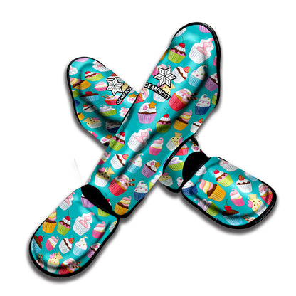 Cartoon Cupcake Pattern Print Muay Thai Shin Guard