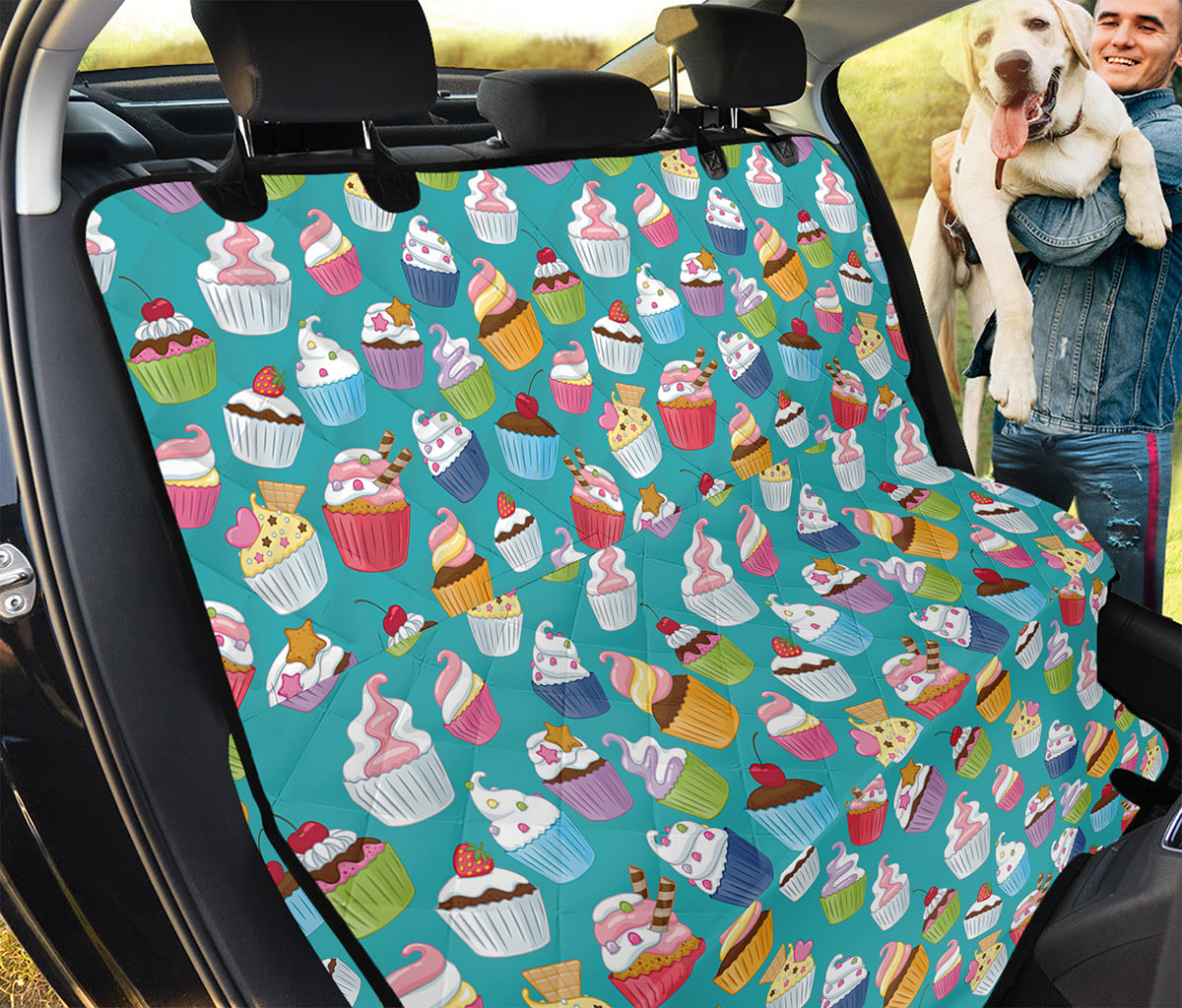 Cartoon Cupcake Pattern Print Pet Car Back Seat Cover