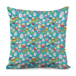 Cartoon Cupcake Pattern Print Pillow Cover