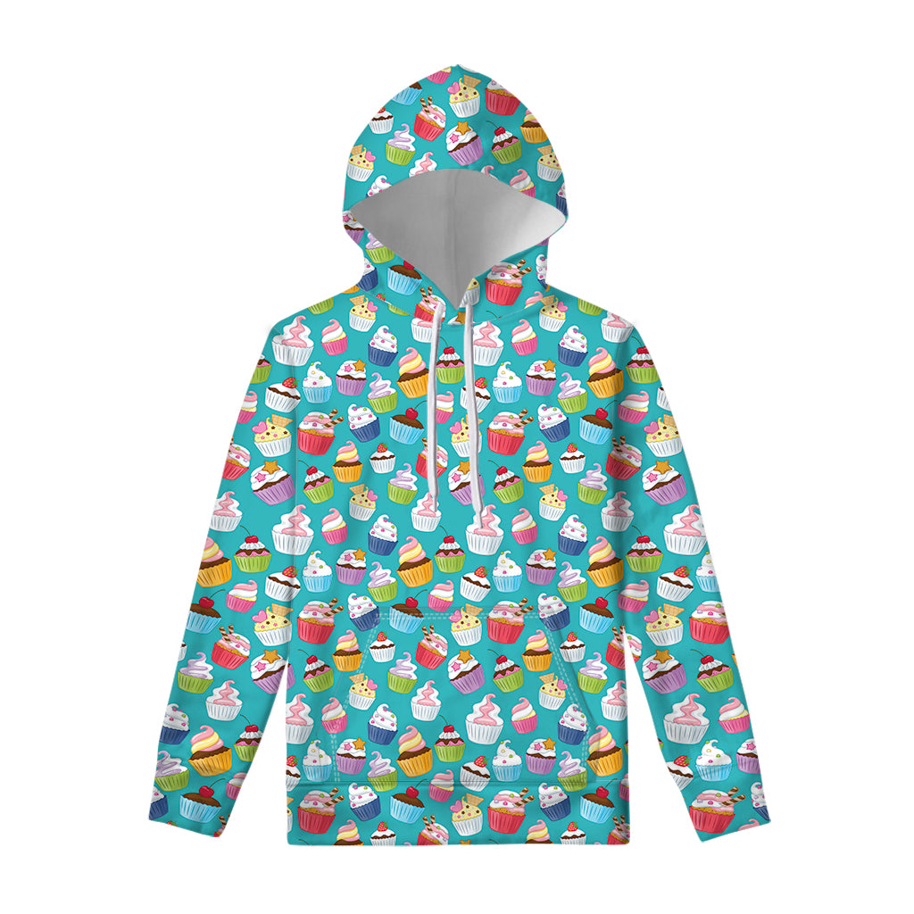 Cartoon Cupcake Pattern Print Pullover Hoodie