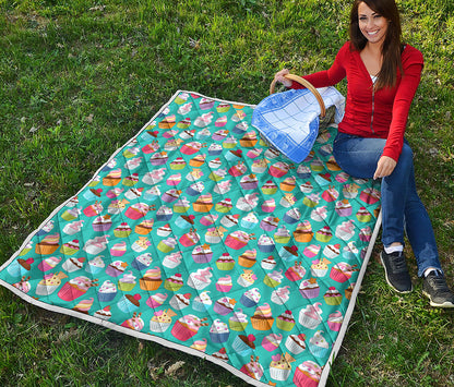 Cartoon Cupcake Pattern Print Quilt