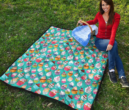 Cartoon Cupcake Pattern Print Quilt