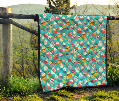 Cartoon Cupcake Pattern Print Quilt