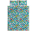 Cartoon Cupcake Pattern Print Quilt Bed Set