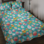 Cartoon Cupcake Pattern Print Quilt Bed Set