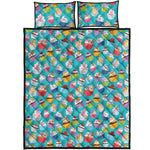 Cartoon Cupcake Pattern Print Quilt Bed Set