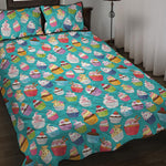 Cartoon Cupcake Pattern Print Quilt Bed Set