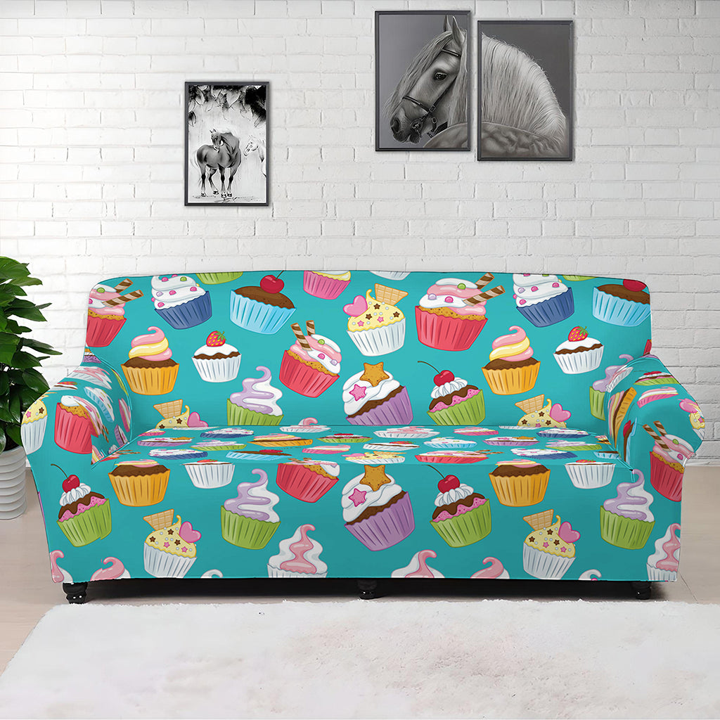 Cartoon Cupcake Pattern Print Sofa Cover