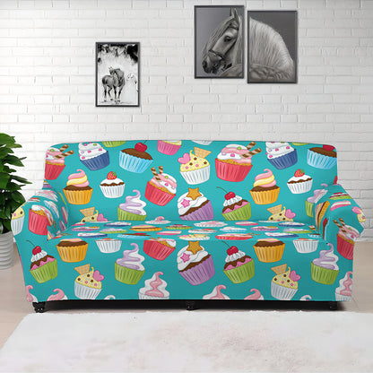 Cartoon Cupcake Pattern Print Sofa Cover