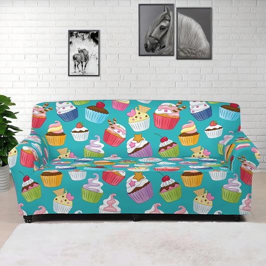 Cartoon Cupcake Pattern Print Sofa Cover