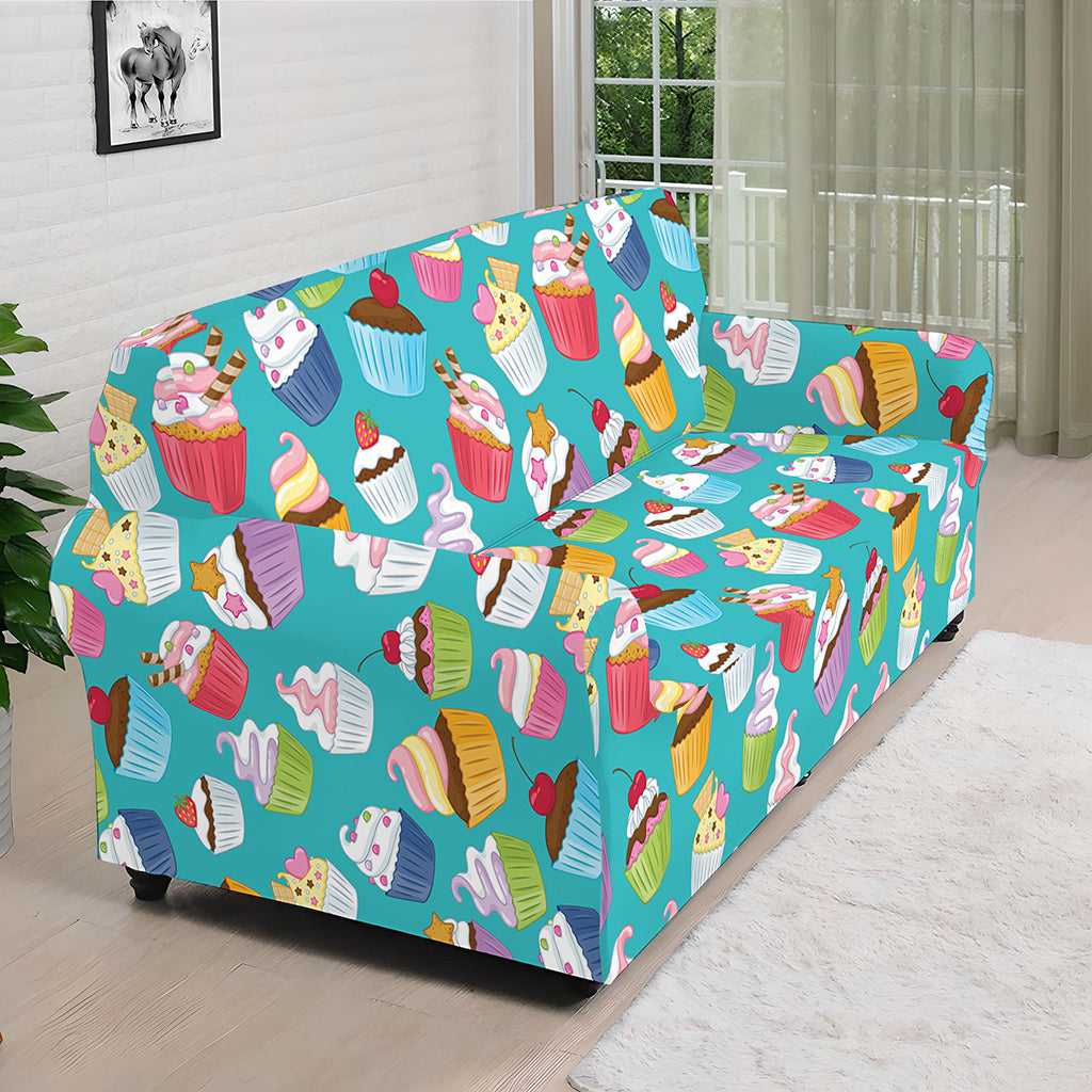 Cartoon Cupcake Pattern Print Sofa Cover