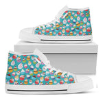 Cartoon Cupcake Pattern Print White High Top Shoes